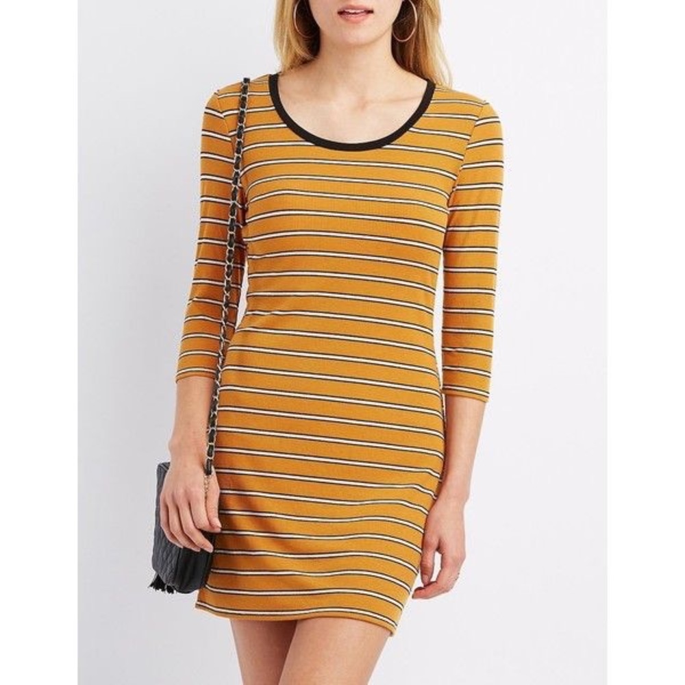 Mustard Yellow Striped Dress